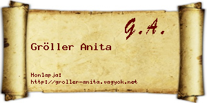 Gröller Anita névjegykártya
